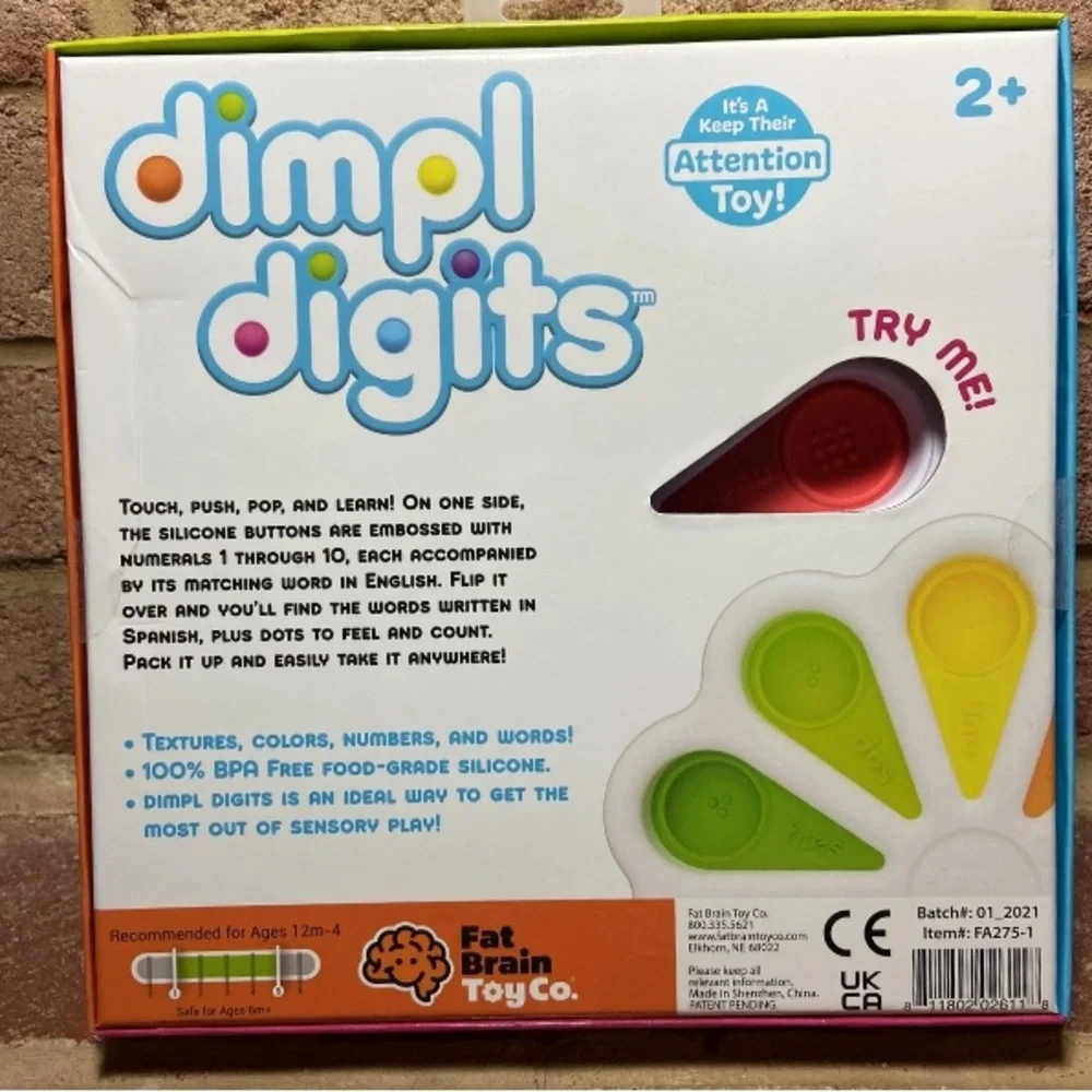 Fat Brain Toys Dimpl Digits Touch Pop Learn Textures Colors Numbers Words